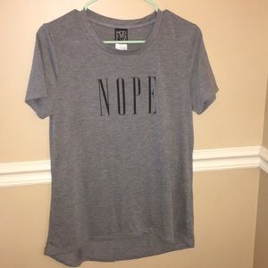 Grey ‘Nope’ t-shirt.